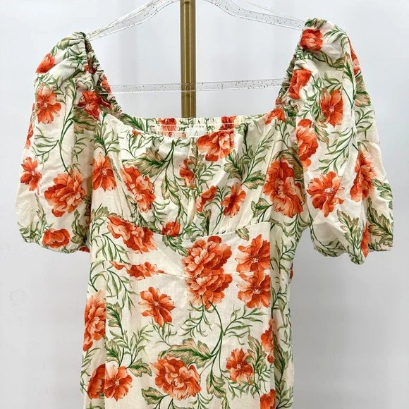 Joie Linen Floral Empire Dress with Pockets Size 8 Regency Cottagecore Prairie - Picture 6 of 12